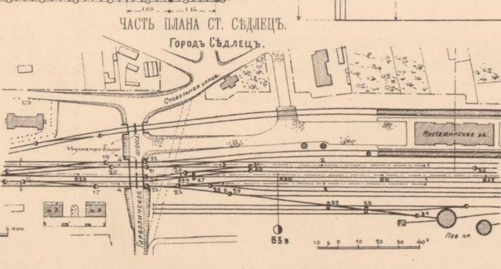 Częściowy schemat stacji Siedlce z 1903 roku. Plan pochodzi z fanpage'a "Archeologia Kolejowa" a udostępnił go p. Marek Chrzanowski.
