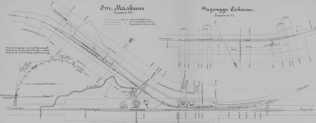 Schemat stacji Małkinia z 1892 roku. Plan pochodzi z fanpage'a "Archeologia Kolejowa" a udostępnił go p. Mariusz Wachulik.